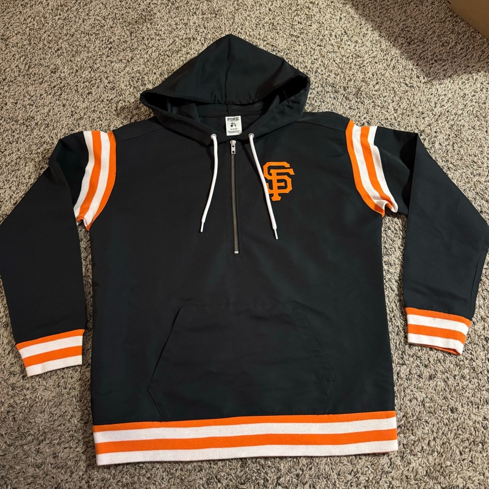 SF Giants PINK by Victoria's Secret Black Anorak Half-Zip Pullover Jacket